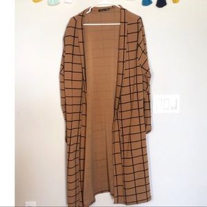 Boohoo Long Sleeve Black & Brown Duster